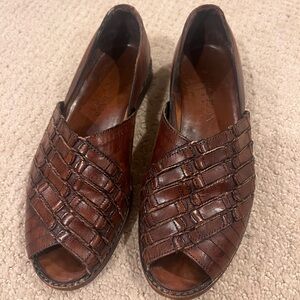 Cole Haan Brown Leather Woven Flat